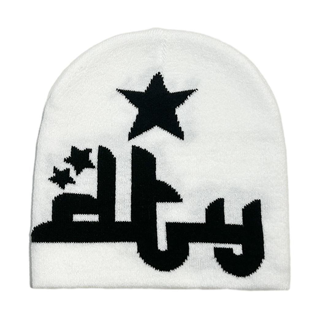 Subculture Knitted Jacquard Star Hat Punk Adult Outdoor Cycling Skiing Hat Lovely Cold Winter Keep Warm Hat for Friend