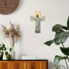 Vintage Wooden Wall Decoration Cross For Home Entryway, Christmas Scene Decoration, Home Decor Pendant Hanging Card