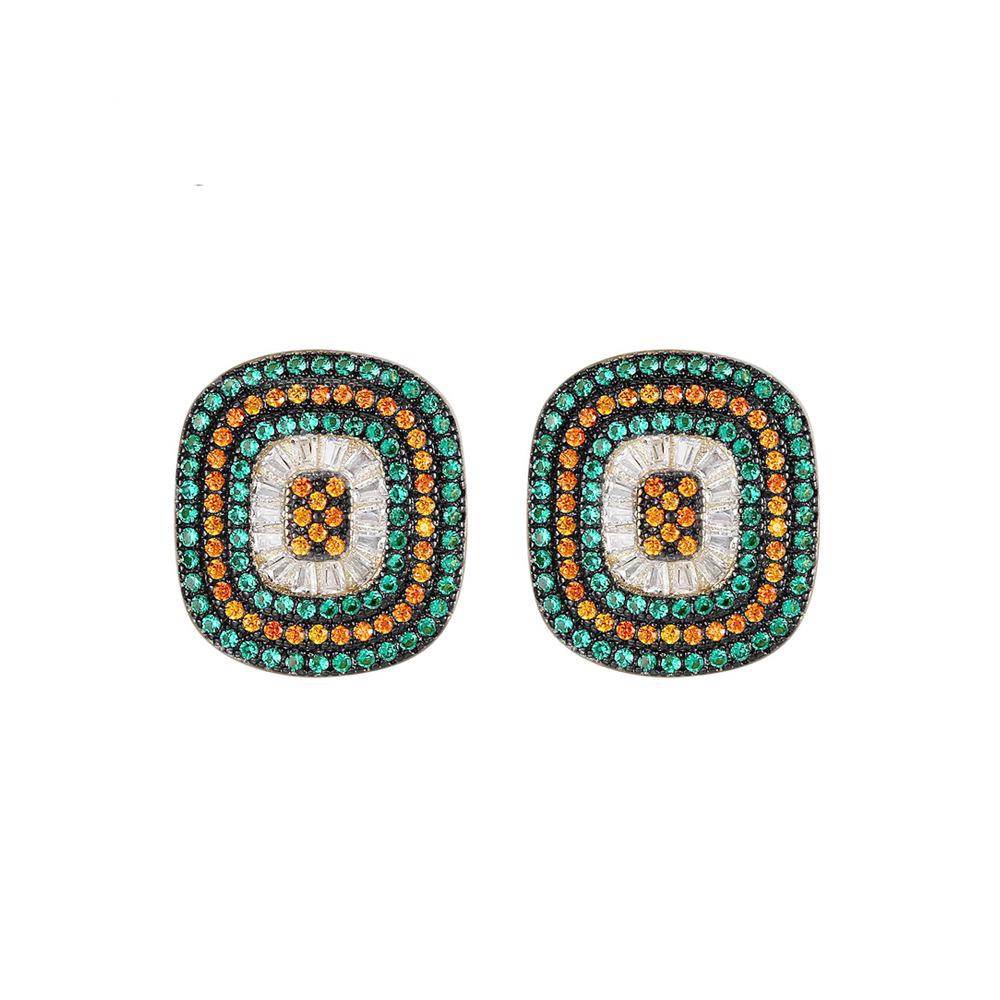 Игла Французский Легкая Роскошь Темперамент Ретро Серьги Цвет Шпинель Циркон Креативные Серьги Серьги-гвоздики