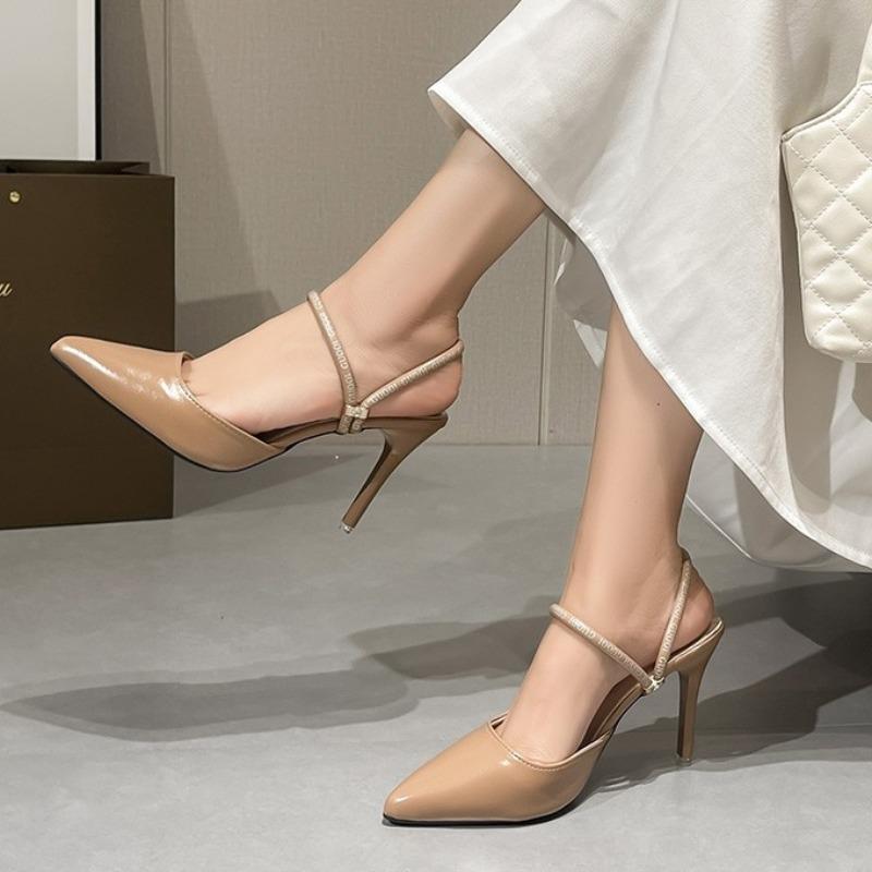 Fashion Summer New Baotou Sandals Women's Fashion Pointy Toe Shallow Mouth Slip-off Anti-slip Wear-resistant Stiletto Heels