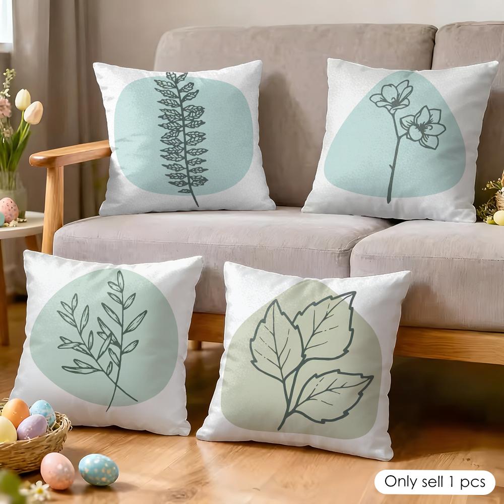 Simple Plant Cushion Cover Soft Plush Fabric DoubleSided Printed Cushion Covers for All Seasons Modern HomeDecor Gift