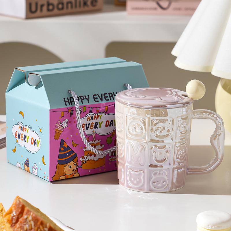 Wind Ceramic Cup With Lid High Value Home Office Couple Water Cup Gift Box Gift High Sense