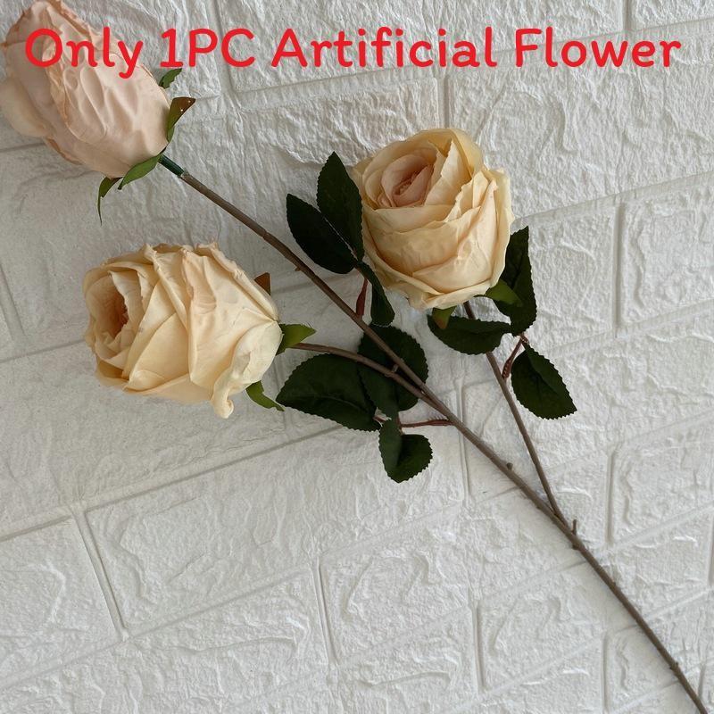 3head Long Branch Rose Artificial Flowers For Wedding Decor And Home Decorations