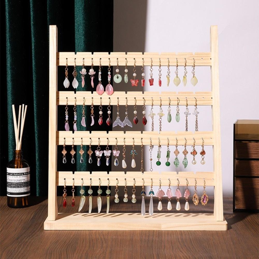 Wooden Earring Holder Organizer 4-layer Necklace Display Rack Jewelry Holder Display for Boutique