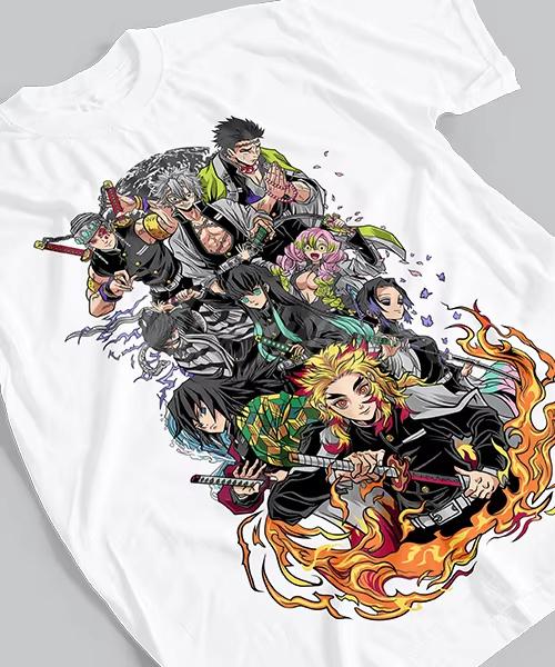 Fighting Pillar and Front Pillar Anime Demon Killer Men's T-Shirt Summer New Men's and Women's Streetwear
