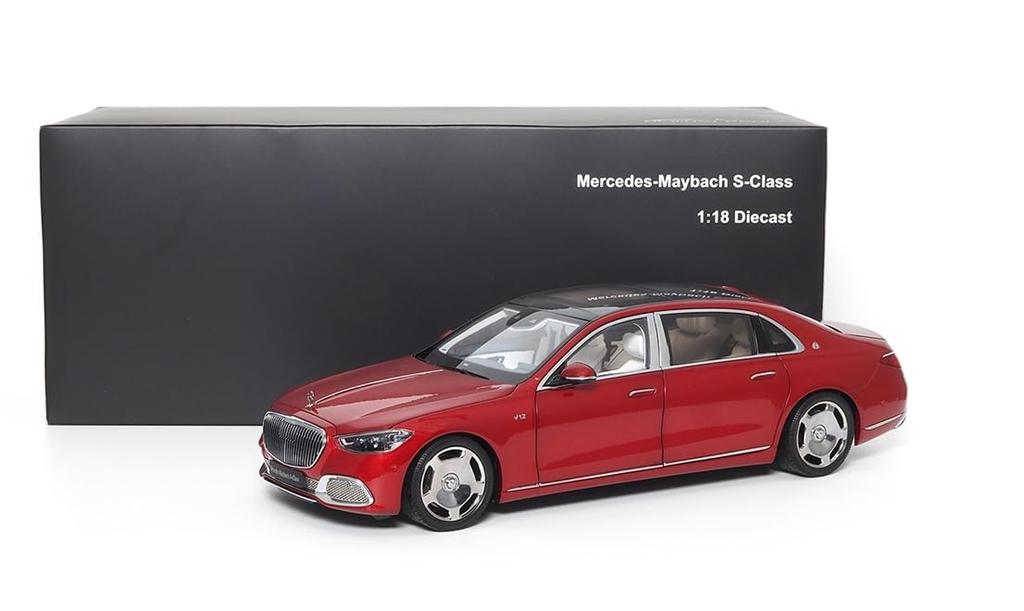 Téměř skutečný Maybach 2021 Patagonia Red Scale dokončený tlakově litý vůz 820119 S-Class – 1/18