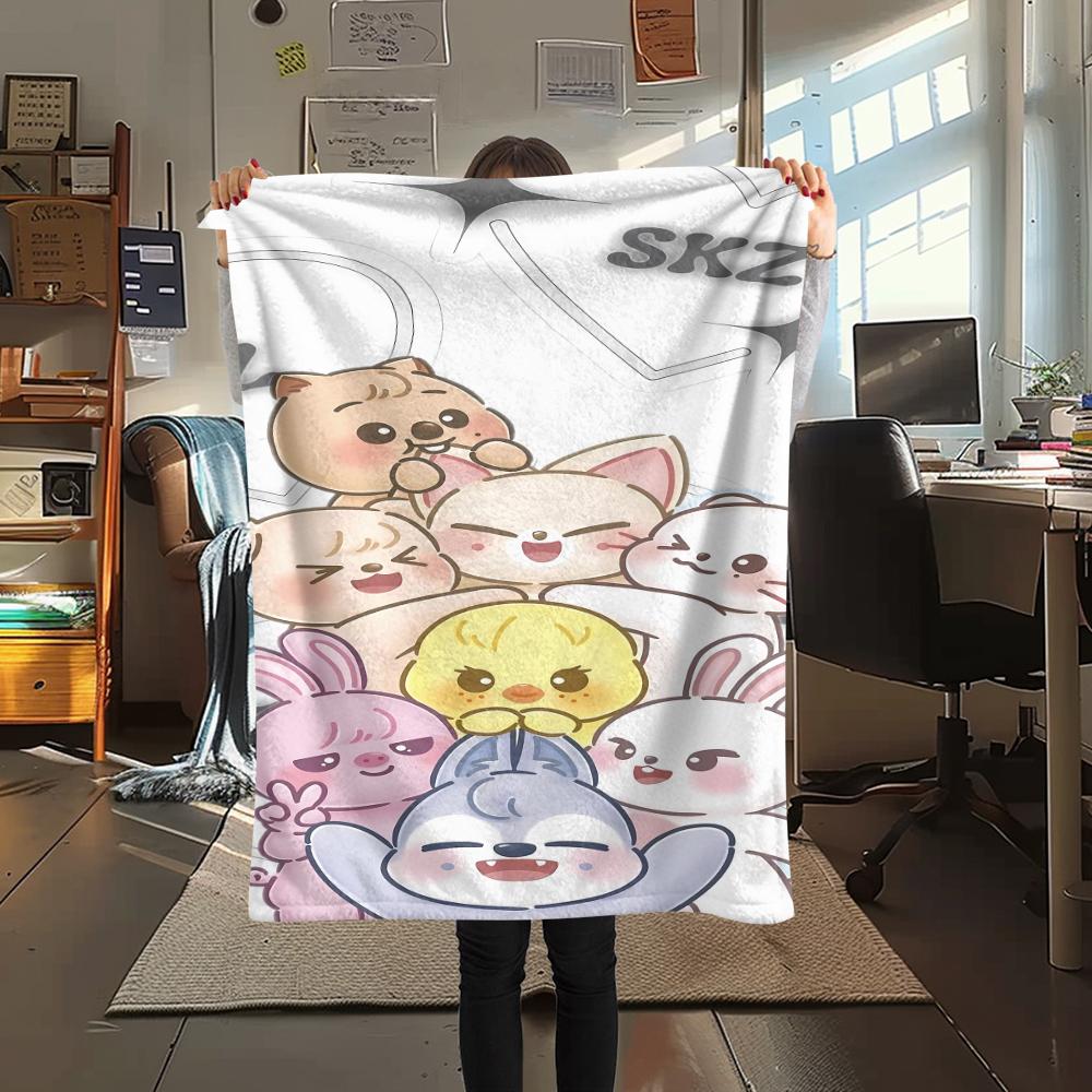 1 STKS SKZ Print Flanellen Deken, Hoge Kwaliteit Alle Seizoenen, Woondecoratie, Warmte en Comfort, Perfect voor Kerstcadeaus