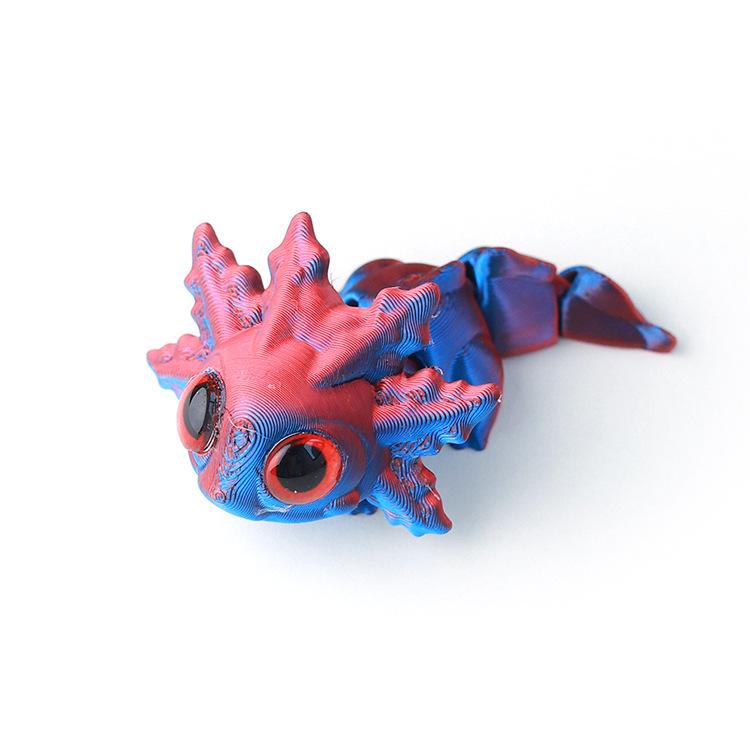 3D Printed Multicolor Articulated Salamander Toy Figurine
