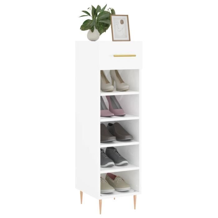 VidaXL Shoe Cabinet High Gloss White 30x35x105 Cm Engineered Wood 829662