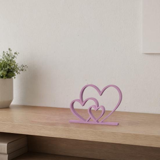 Valentinstagsgeschenk Ineinandergreifende Herzstatue 3D-gedruckte Schreibtischfigur Romantisches Liebesherz