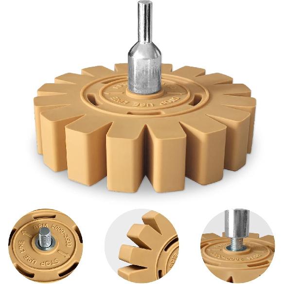Decal Remover Eraser Wheel, 4 Inch Rubber Wheel Sticker Remover With Drill Adaptor, Vinyl Decal Remover, Adhesive Pin Stripe Removal Tool For Cars,