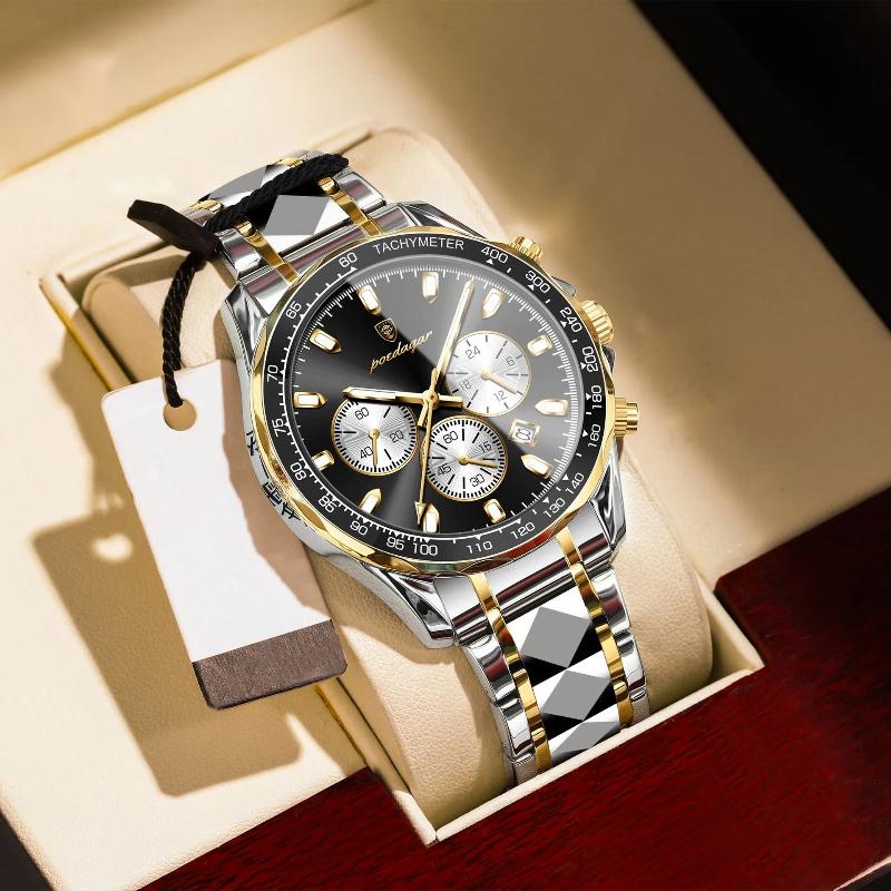 POEDAGAR Luxury Man Wristwatch Waterproof Luminous Chronograph Watch for Men Stainless Steel Men's Quartz Watches Male Gifts Reloj Hombre