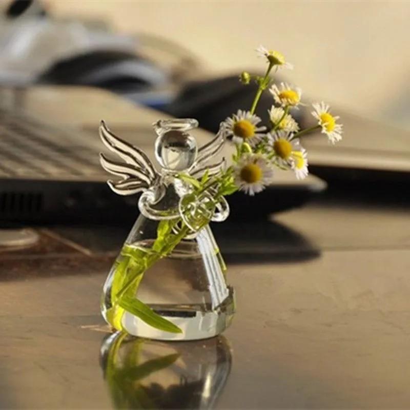 Transparent Angel Vase Crystal Glass Vase Flower Arrangement  Hydroponic Container Home Decoration