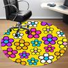 1pc Flower Pattern Chair Carpet for Office, Round Polyester Mat, Indoor Decor for Office, Washable Non-slip Carpet yy251219118