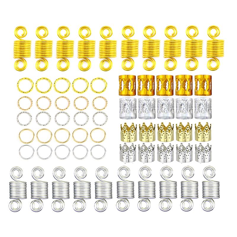 100Pcs/Set Hair Braid Dreadlock Beads Ring Extension Hair Clip Accessories