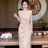 New Chinese Senior Slim-fitting Small Hip-wrapped Long Dress, Summer New Polka Dot Sleeveless Dress