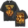 Bruno Mars Romantic Tour 2026 Concert Vintage Washed Tee Shirt Men's Women Fashion Hip Hop T-shirt Summer Tops Oversized T Shirt