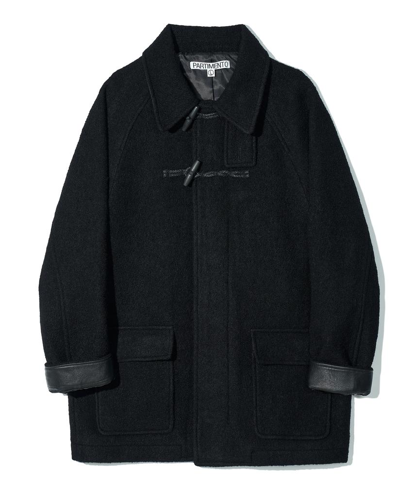 Partimento 100% Curly Wool Toggle Half Coat Black