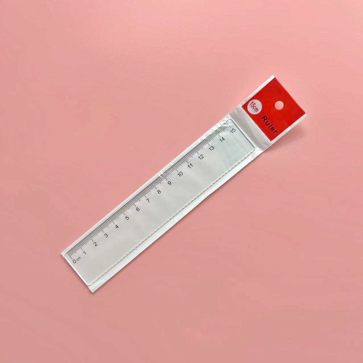 15x20cm Transparent Wavy Line Ruler - 15cm Student Ruler with Red Head Bag By Specification