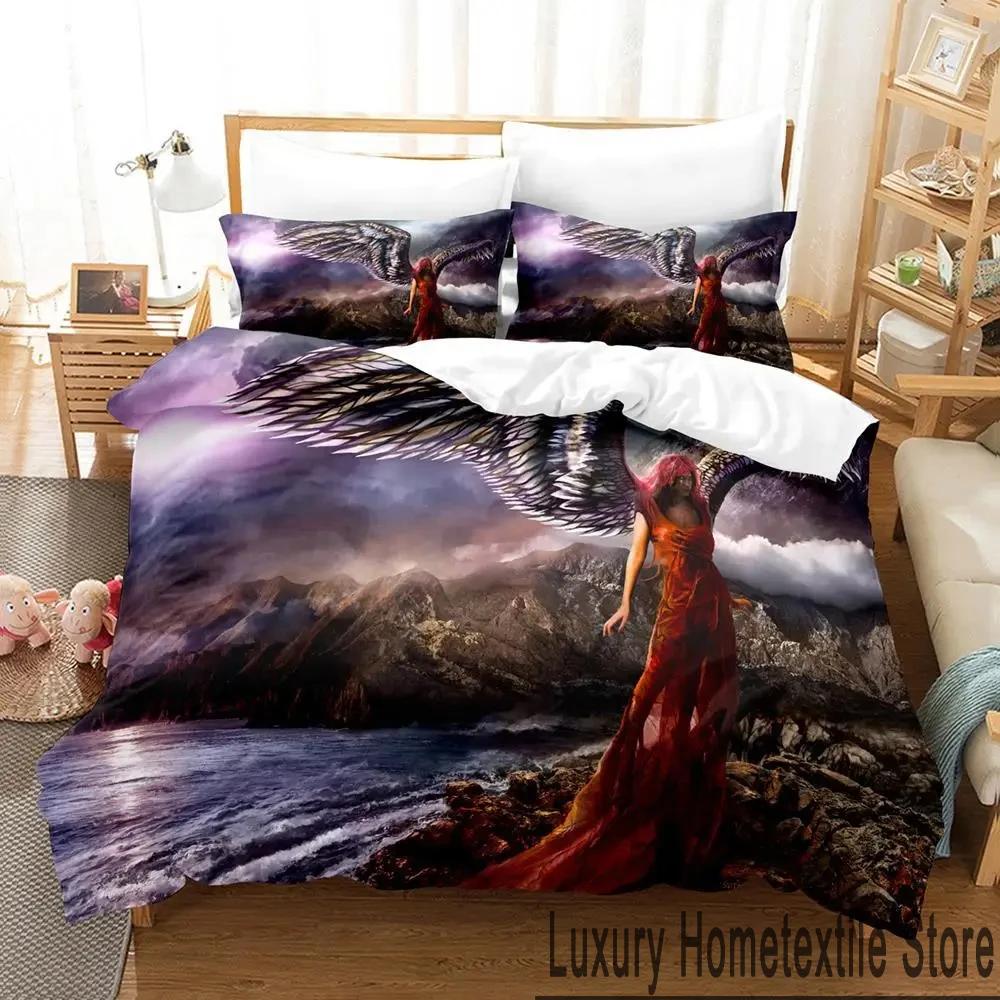 3D Print Guardian Angel Bedding Set Boys Girls Twin Queen King Size Duvet Cover Pillowcase Bed Boys Adult Home Textileextile