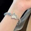 Handmade Chinese Style Beaded Bracelet Silver Butterfly Pendant Good Luck Blessing Graduation Gift Daily Wear