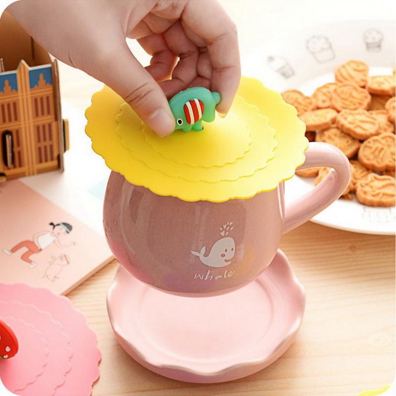 6PCS Cute Silicone Cup Cover - Suction Seal Lid for Coffee Mug