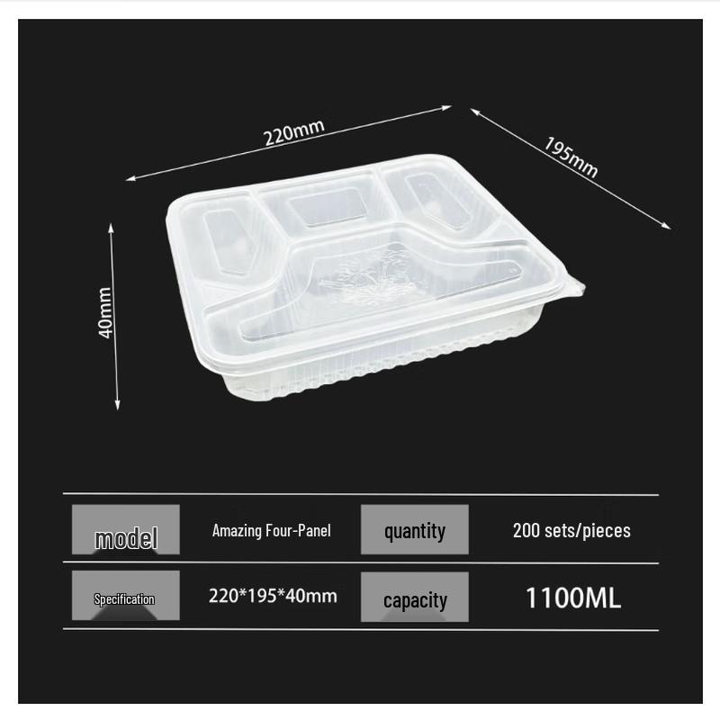 Zebian Disposable Compartmented PP Plastic Lunch Boxes with Lids