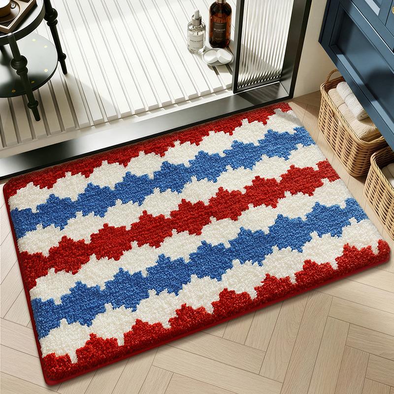 Flocked Non Slip Bathroom Mat Super Absorbent Quick Dry Shower Rug Machine Washable Soft Bath Floor Mat for Home Door Mat