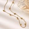 Geometric 304 Stainless Steel Necklace with Gold Ball Beads - Fashionable Light Luxury Jewelry