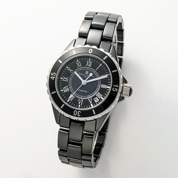 Salvatore Marra Men's Ceramic Belt Watch Black Roman SM23103-BKR