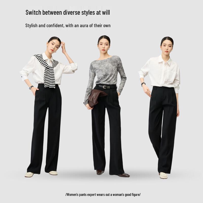 YERAD Women's Slimming Black Wide-Leg Pants