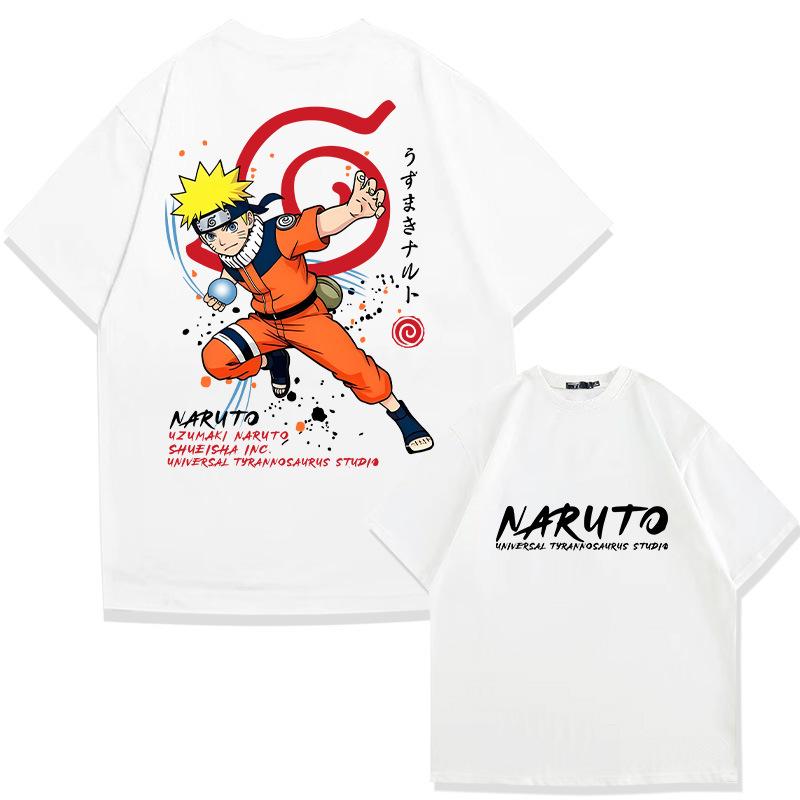 New Childrens Tshirt Japanese Anime Naruto Pure Cotton Doublesided Printed Parentchild Outfit Summer Casual Loose Tshirt