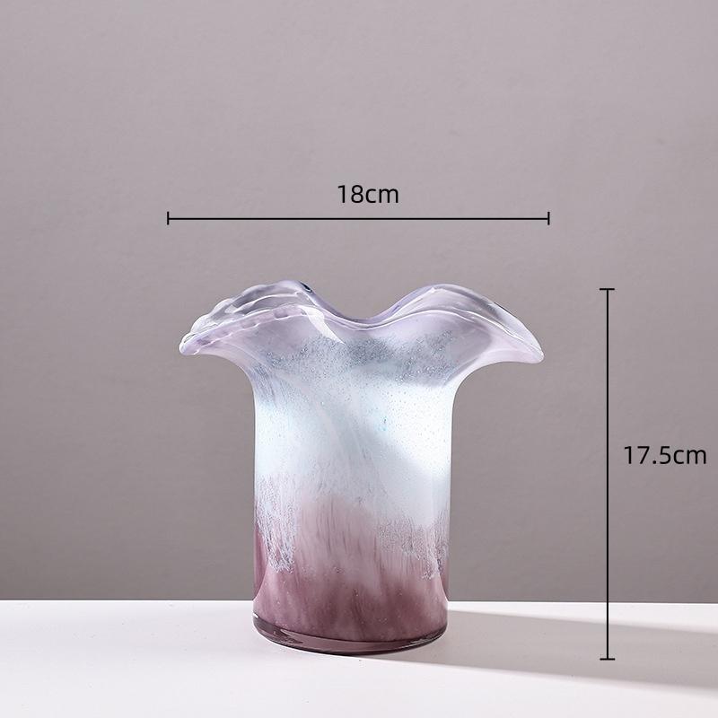 Purple Wavy Vase Wave Edge Color Gradient Flower Vase Flower Arrangement Accessories Hydroponics Terrarium Home Decoration