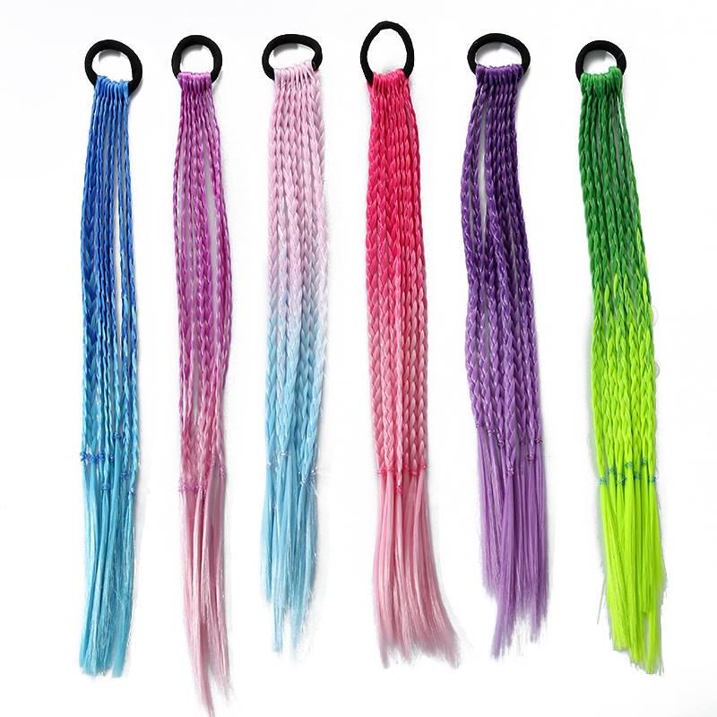 Colorful Braided Hair Ties: Jazz Dance Wig for Kids