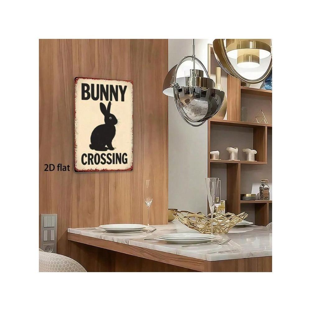 Art Mural Lapin Métal Vintage Panneau de Jardin Décor Extérieur
