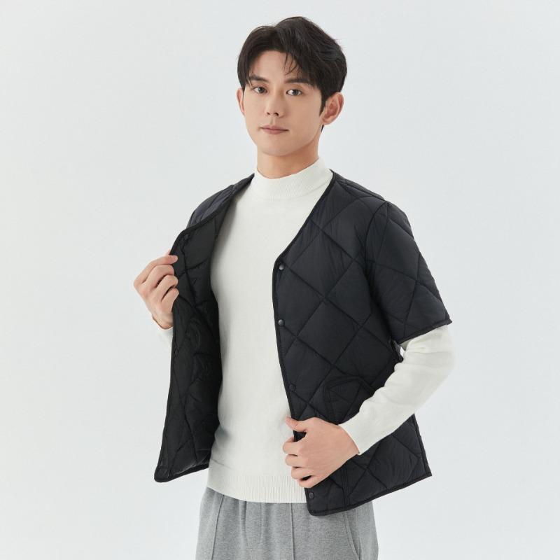 New winter men's short-sleeved double-sided light and thin warm home cotton-padded clothes men's cotton-padded clothes top 2455