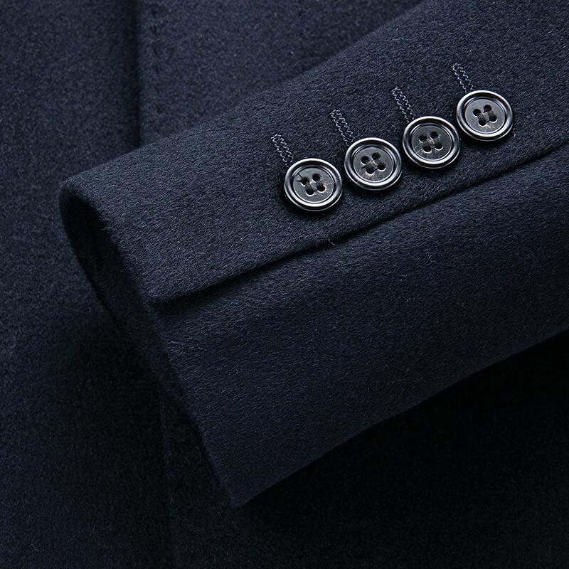 FAPAI Men's Business Cashmere Wool Blend Long Coat