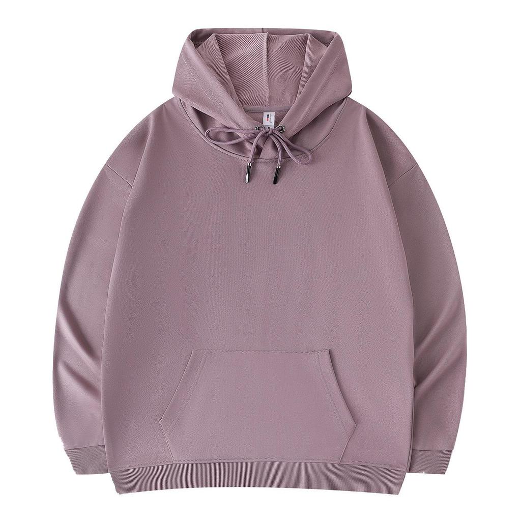 Loose Oversized Drop Shoulder Hooded Pullover Sweatshirt with Pocket - Solid Color, European Size, Customizable Design