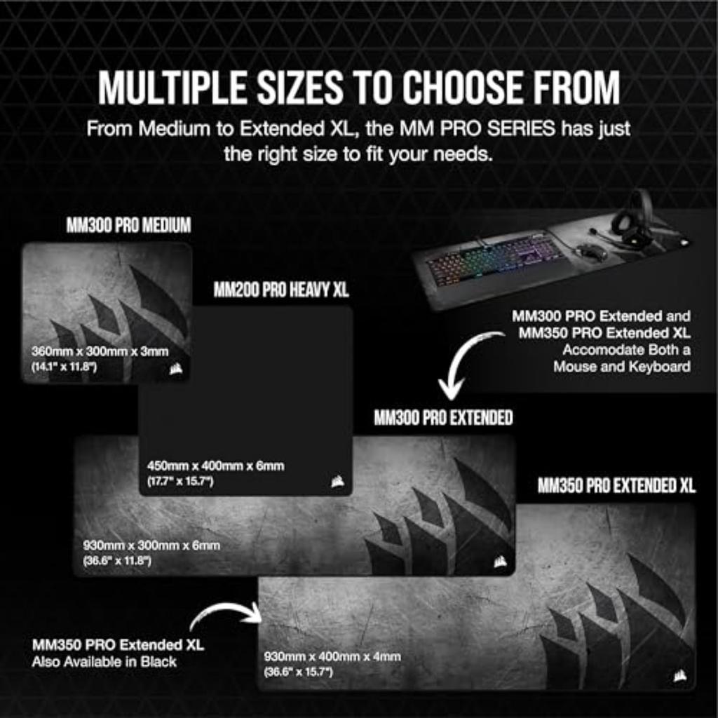 Corsair MM300 PRO –Extended- Splash-proof and Stain-resistant Gaming Mouse Pad CH-9413641-WW MS470
