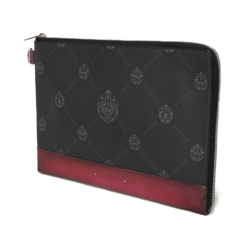Used 11828 Nino GM 7931 New Logo Embossed Emblem Signature Rose Garden Pink Business Bag Crest Black Men's from Japan