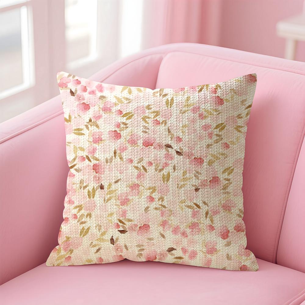 Floral Pattern Cute Cushion Cover Natural Linen Pillow Case DoubleSided Print Decorative Sofa Pillowcase Home Decor Gift