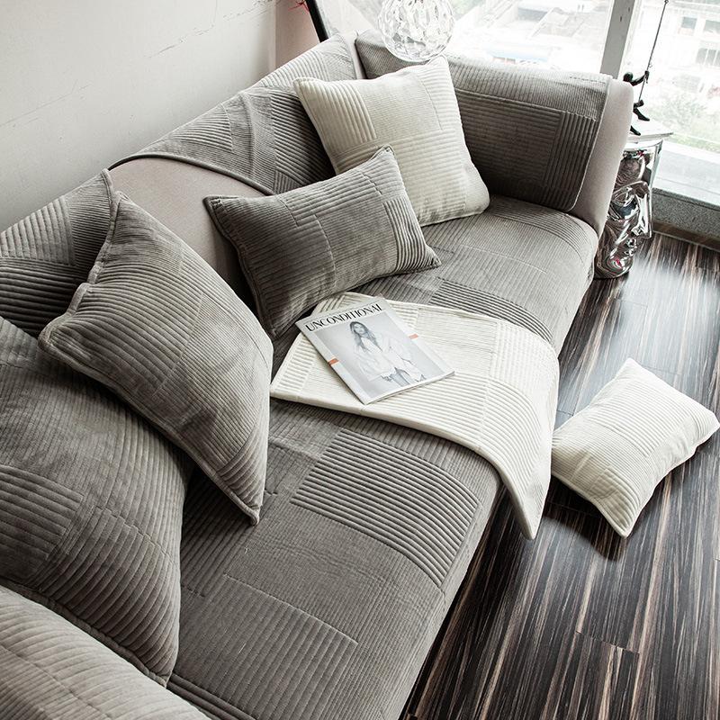Modern Simple Milk White Fashion Sofa Cushion Thickened Non-Slip Sofa Cover Autumn And Winter Four Seasons Three-Person Sofa Cushion