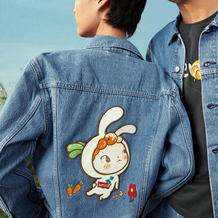 Levis SS22 Sooya Studio Series Cartoon Floral Collar Denim Jacket Women Jacket Blue A4382-0000