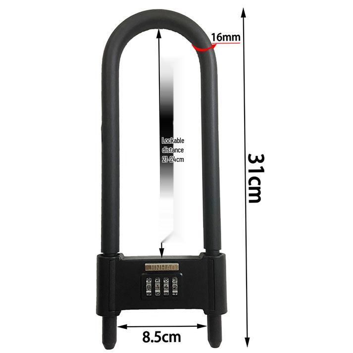 Shear & Pry-Resistant U-Shaped Glass Door Password Lock