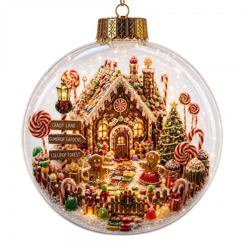 LED Lighted Transparent Acrylic Christmas Ornament Ball Decor Tree Hanging Festive Home Decoration