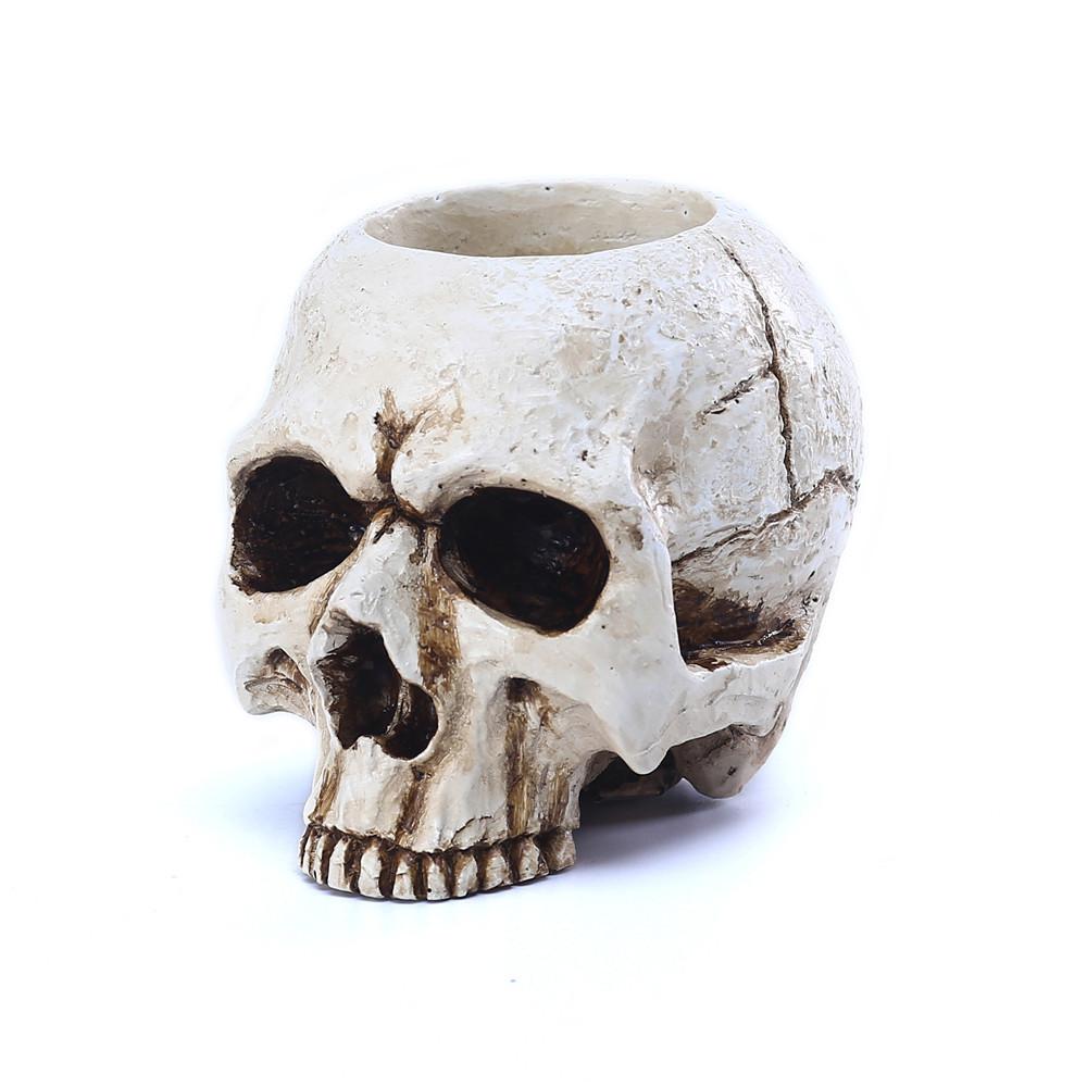 Halloween Skull Candle Holder Creative Tears Skull Resin Figurines Horror Halloween Decoration Holiday Atmosphere Mini Ornaments