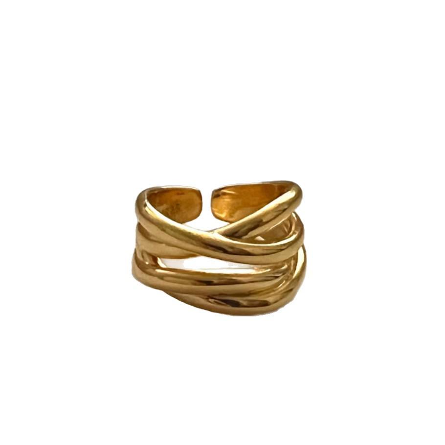 European American Irregular Highlight Line Crossover Ring - Trendy, Versatile, Fashion-Forward Accessory for Women