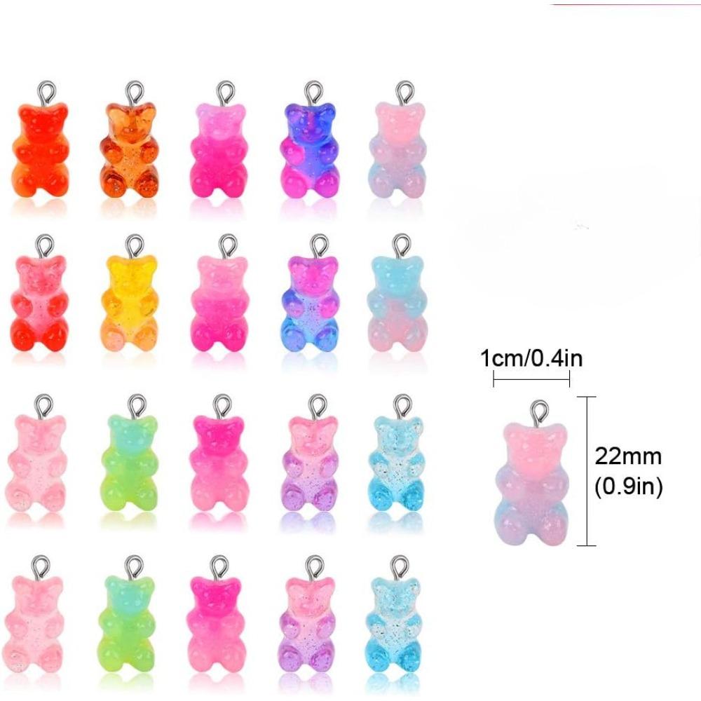 10/20/50 Stück 3D-Bärenanhänger mit Farbverlauf, zum Selbermachen von Ohrringen, Armbändern, Halsketten, Schmuckherstellung, Anhänger, Nagelkunst, Zubehör für Erwachsene