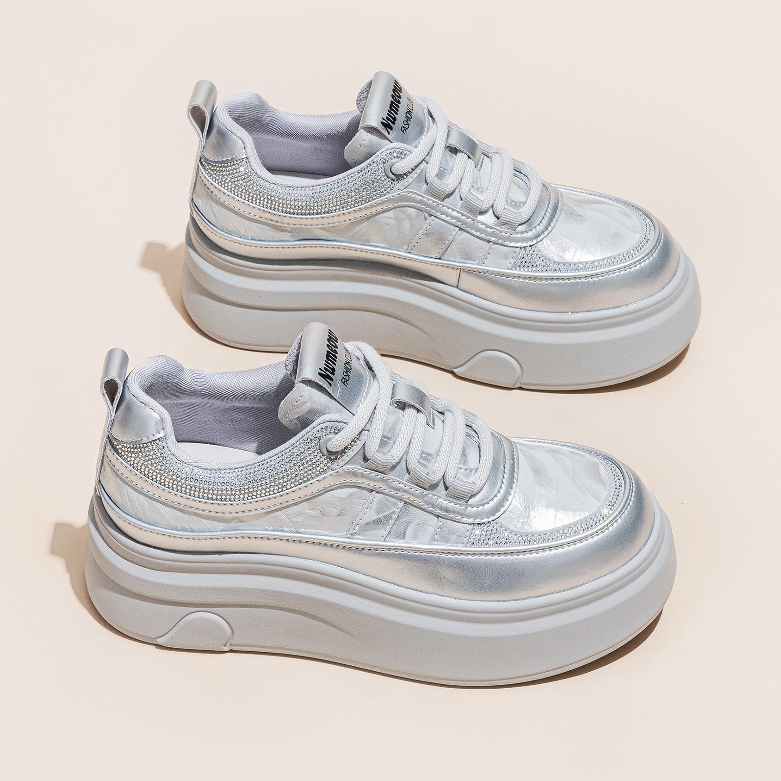 

Casual Leather Shoes Women s Autumn and Winter New Thick-soled Heightening Casual Sneakers Flat-heeled Travel Pumps Women 40