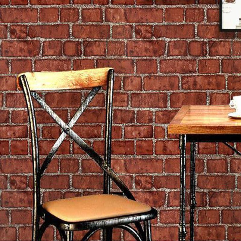 45cm waterproof wall sticker PVC modern home decoration retro red brown brick pattern self-adhesive wallpaper DIY background